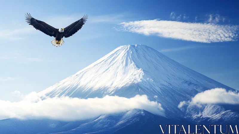 AI ART Majestic Eagle Over Snowy Mountain