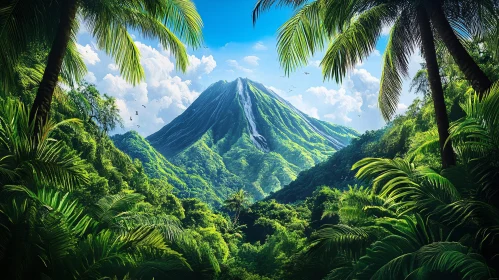 Beautiful Tropical Mountain View with Lush Green Foliage