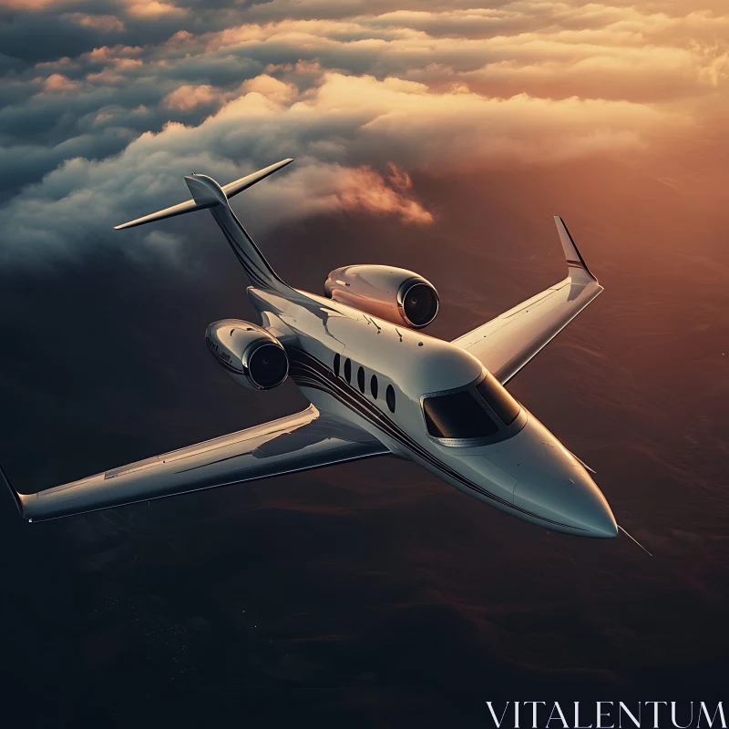 Luxury Private Jet at Golden Hour AI Image