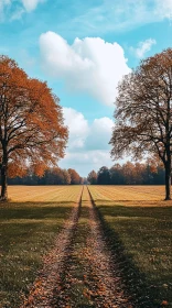 Scenic Autumn View with Pathway and Trees