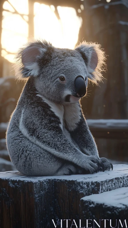 Koala in the Tranquil Glow of Sunset AI Image