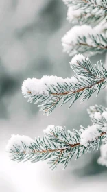 Snow-Laden Pine Needles Captured Up Close