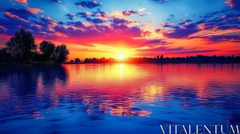 AI ART Serene Sunset Reflections on a Calm Lake