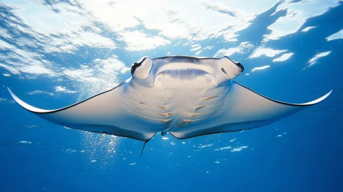 Majestic Manta Ray in Clear Ocean