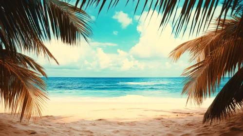 Serene Beach with Turquoise Waters and Palms