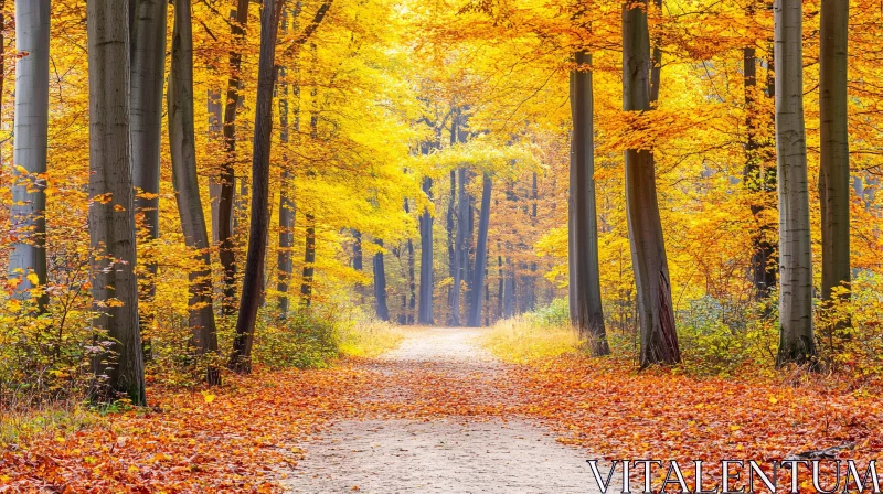 Serene Autumn Forest Pathway AI Image