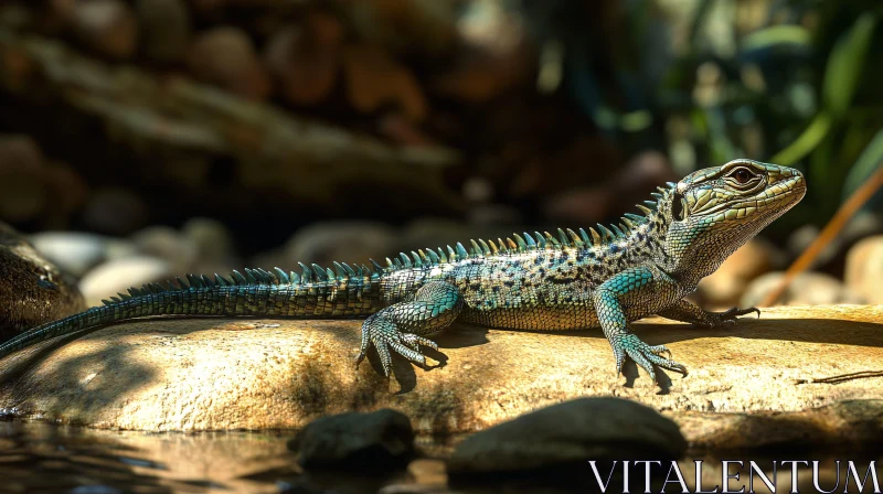 Sunlit Lizard with Intricate Patterns AI Image