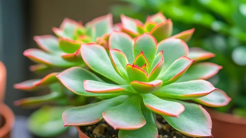 Beautiful Succulent with Red-Edged Green Leaves