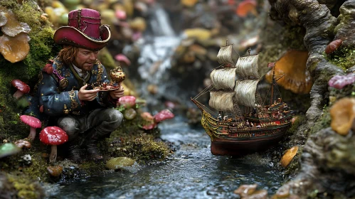 Pirate's Fantasy World with Model Ship