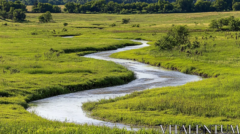 AI ART Winding River through Verdant Fields