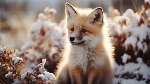 Baby Fox in Snow: A Portrait of Nature's Beauty