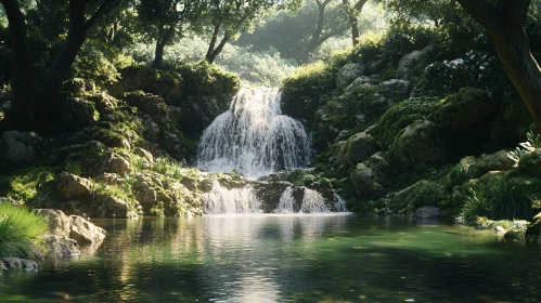 Peaceful Woodland Waterfall