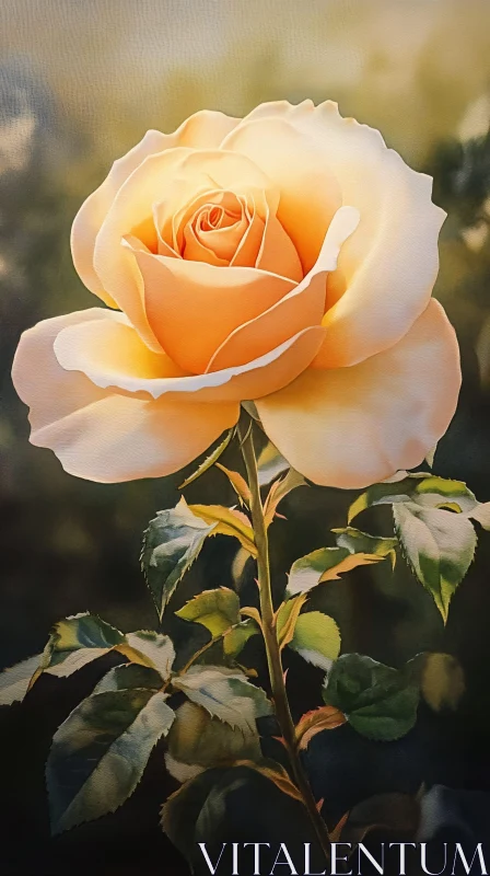 AI ART Yellow Rose with Delicate Petals