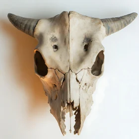 Intricate Bull Skull Against White Backdrop