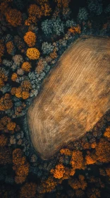 Autumn Forest and Field Aerial Perspective