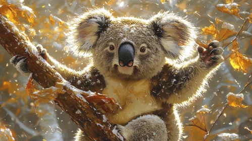 Koala Among Autumn Leaves