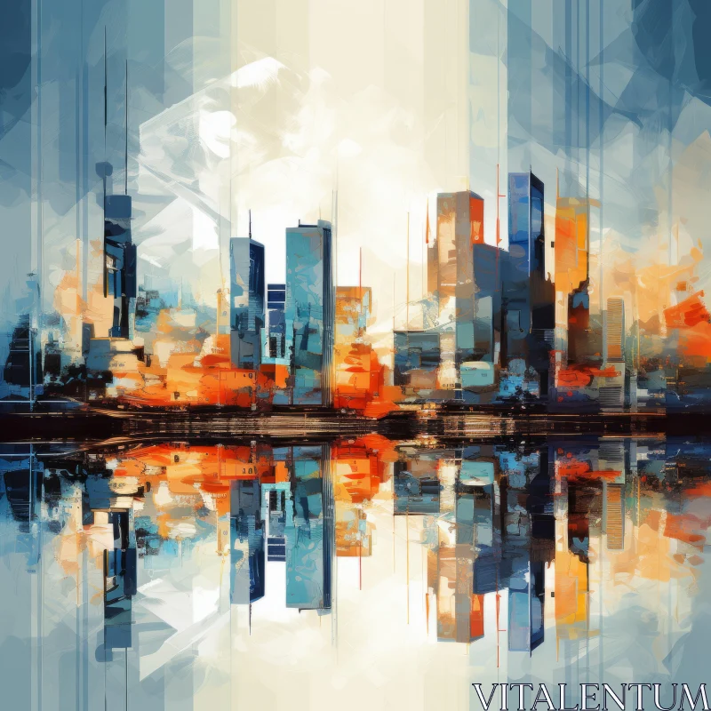 Abstract Cityscape Reflection: A Fusion of Urban Emotions and Color AI Image