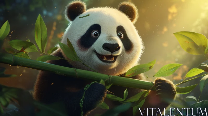 Animated Panda Bear in Forest - A Playful Caricature AI Image