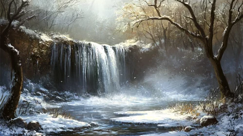 Tranquil Winter Waterfall Scene