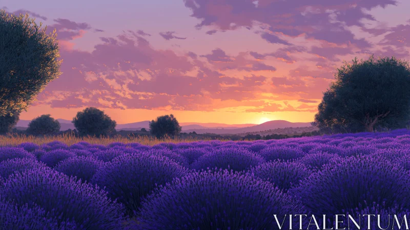 AI ART Picturesque Lavender Field at Sunset