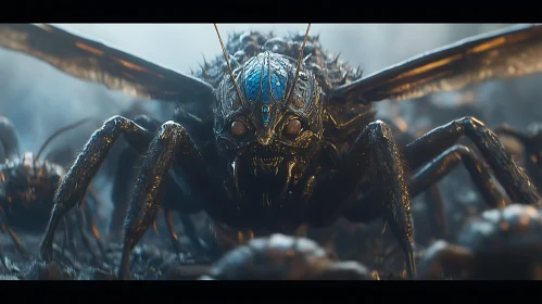 Futuristic Mechanical Insect Close-Up