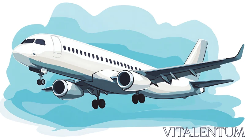 Airplane Illustration in Motion AI Image