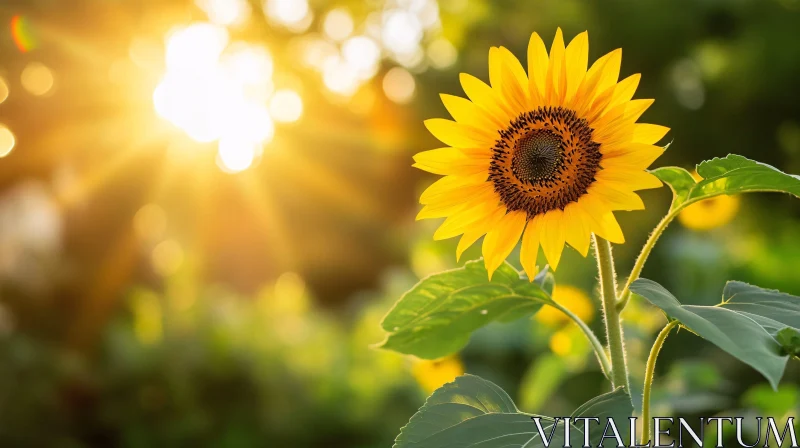 Sunflower Blooming in Sunlit Garden AI Image