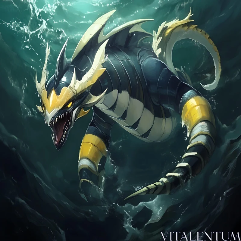 Mythical Sea Serpent in Ocean Waves AI Image