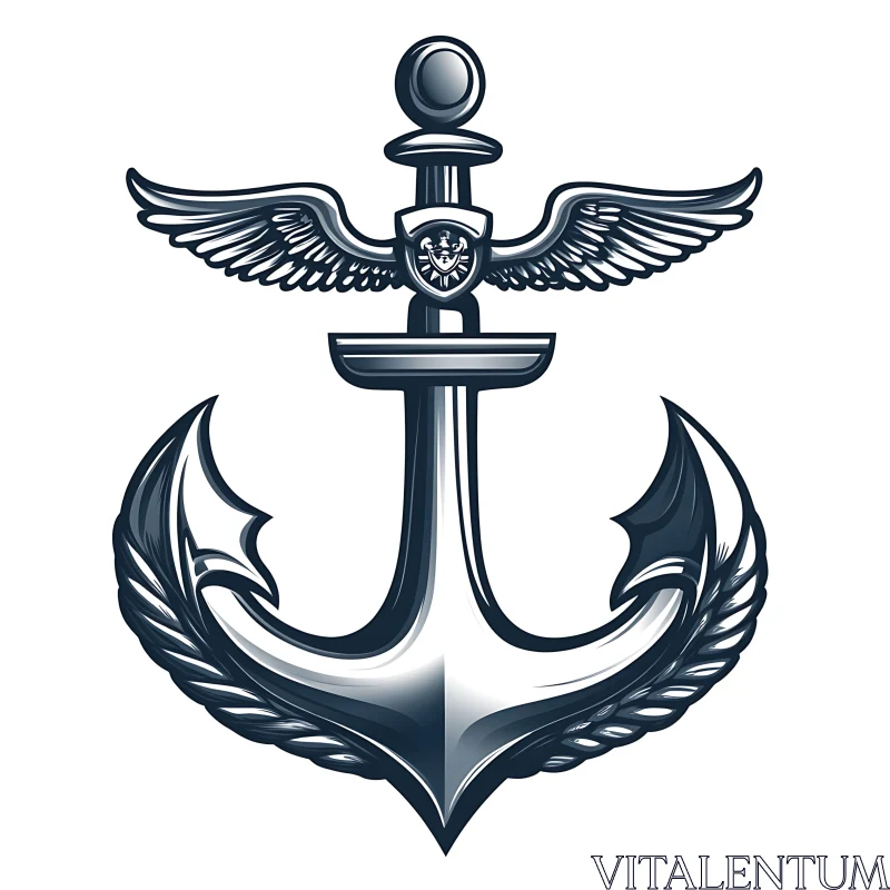 Winged Anchor Nautical Emblem AI Image