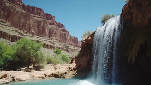 Majestic Waterfall in Arid Desert Environment