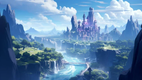 Animecore Fantasy Valley Landscape - Medieval Inspiration