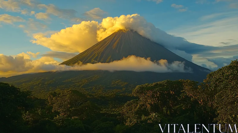 Volcanic Landscape at Sunset AI Image