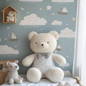 Cuddly Plush Teddy Bear Decor in Baby's Room