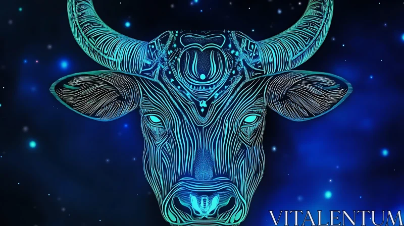 Cosmic Bull with Neon Glow AI Image