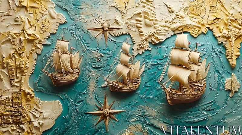 Vintage Ships and Nautical Exploration Art AI Image