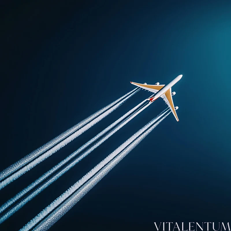 Aircraft Soaring with Contrails AI Image