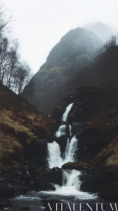 Mystical Waterscape with Cascading Falls AI Image