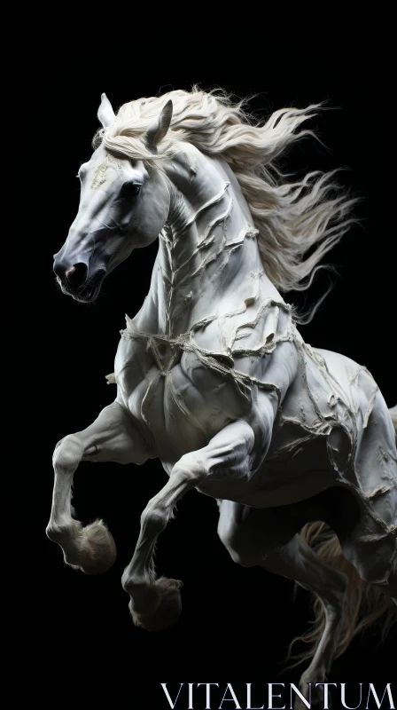 White Horse Leaping Over Black - Handcrafted Beauty in Barroco Style AI Image
