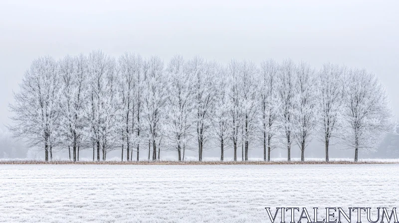 AI ART Winter Landscape with Frosty Trees