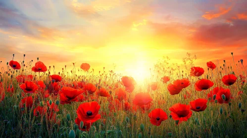 Golden Hour in a Poppy Field