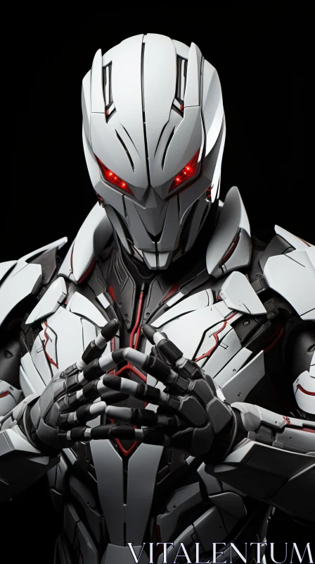 Captivating Knight in Silver and Red Armour AI Image
