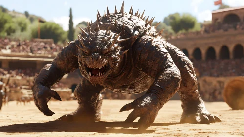 Ferocious Creature in Historic Combat Scene