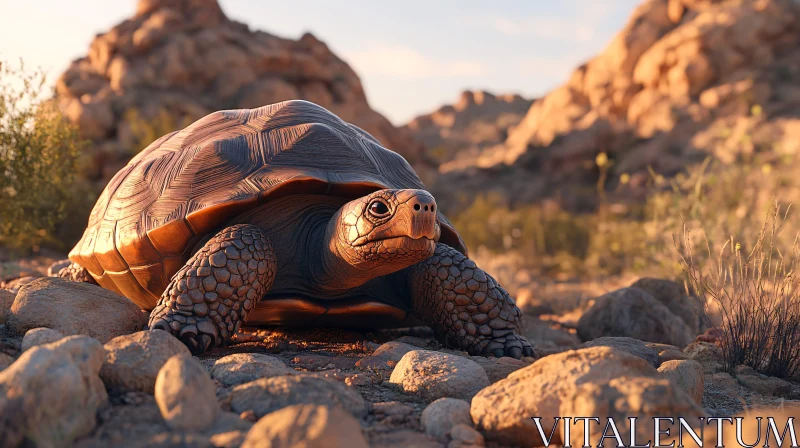 AI ART Sun-Drenched Turtle in Desert