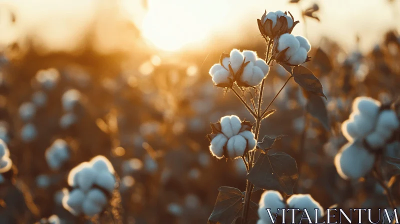 Golden Sunset Over Cotton Field