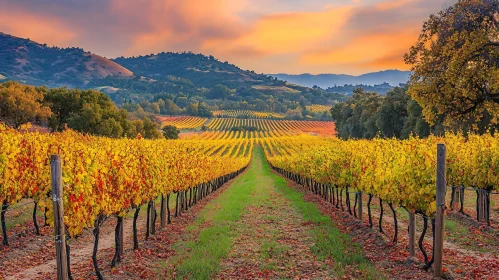 Picturesque Vineyard Landscape in Autumn