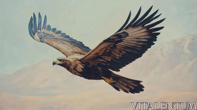 AI ART Eagle in Flight Over Mountains