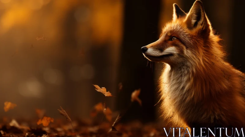 Autumn Fox in Forest - A Serene Still Life AI Image
