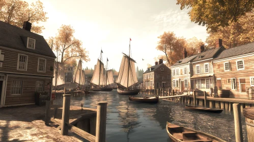 Picturesque Harbor Scene in Autumn