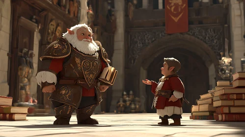 Dwarven Scholars in an Ancient Library