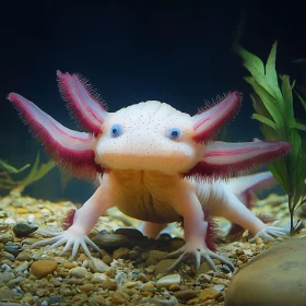 Close-Up of Axolotl in Underwater Habitat